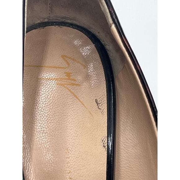 Giuseppe Zanotti Brown Patent Leather Tortoise Print Pump Heel Sz 38/7.5 - Picture 14 of 16